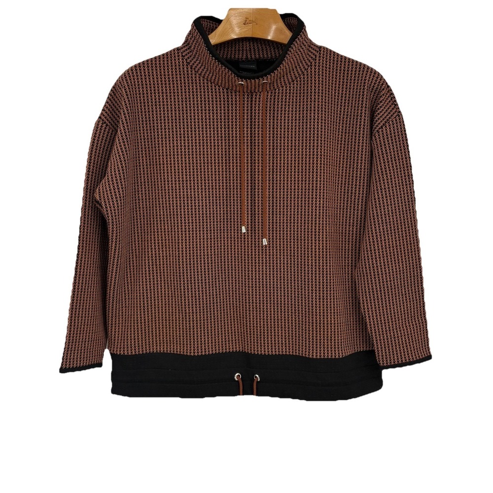 Madeleine Mode Womens Funnel‎ Neck Knit Tunic Top 14 Houndstooth Stretch Indie